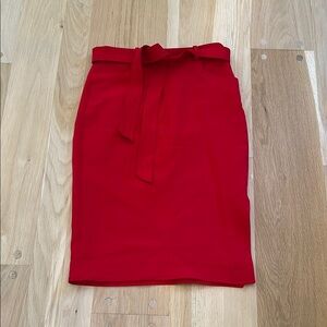 Banana Republic Red Tie Front Pencil Skirt